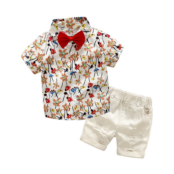 quality 2019 boys summer clothes sets children fashion cotton shirt+short pants 2pcs clothing for boys kids casual tracksuits