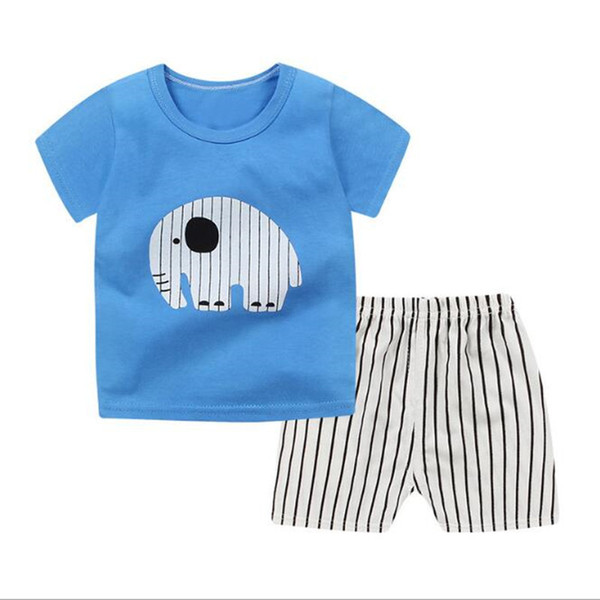 good quality summer clothes set toddler girls & boys casual cotton cartoon T shirt + pants 2 pcs kids clothing set fashion new set