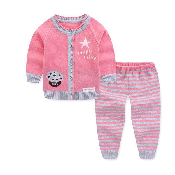 good quality newborn toddler baby boy girl set wool knitted cotton sweater clothes sets infant warm cartoon sheep pullover pants set