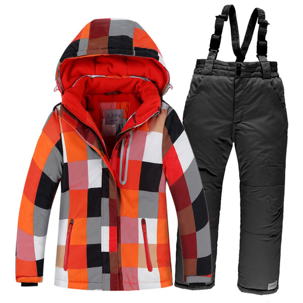 OLEKID Winter Children Ski Suit Windproof Warm Girls Clothing Set Jacket + Overalls Boys Clothes Set 3-16 Years Kids Snow Suits