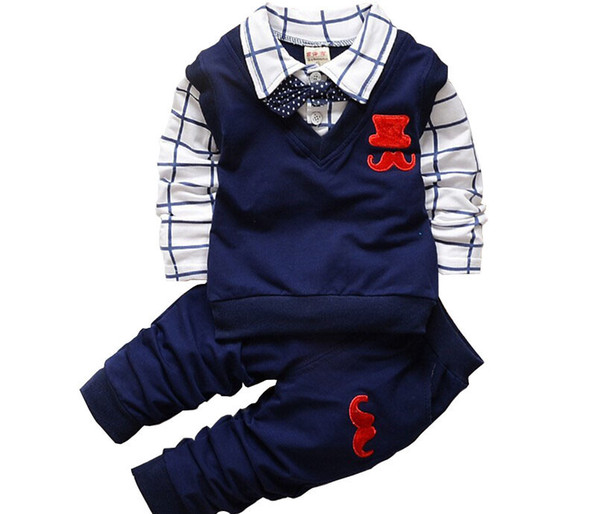 quality childrren clothing sets spring autumn kids boys cotton long sleeve T-shirt+pants 2pcs clothing children sport clothing