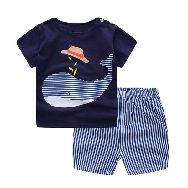 quality new summer clothing sets 2PCS cartoon T-shirts+ shorts clothes sets baby boys casual clothes for kids boys summer