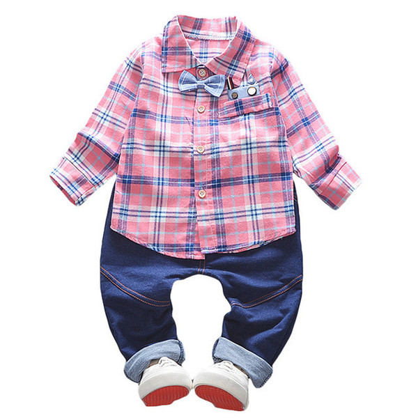 quality children boys clothing sets spring bebe boys plaid clothes suit children formal clothing 2pcs tracksuit for boys