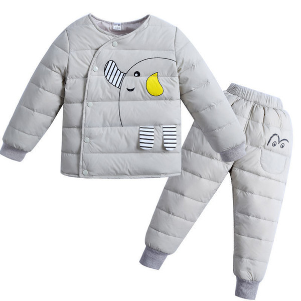 good quality infant boys girls cotton clothing set kids winter clothes 2019 new cartoon thick tops +pants 2pcs children warm outfits