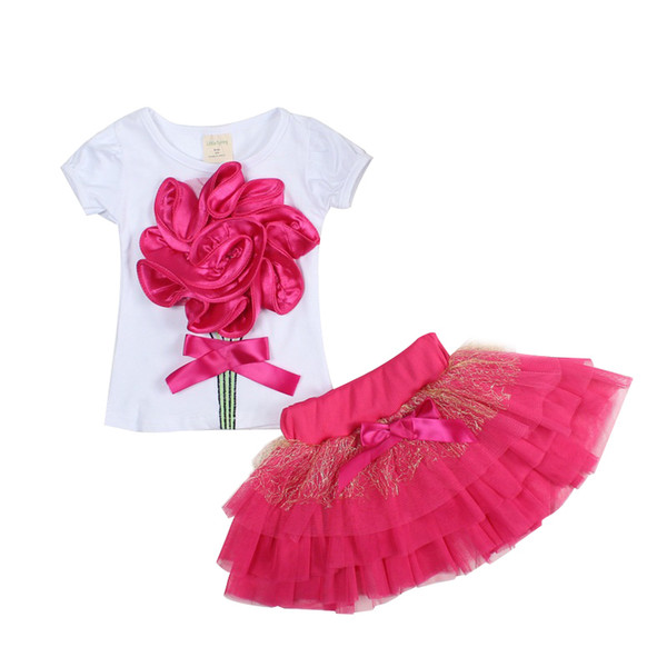 2019 Summer Baby Girls Clothing Set Flower Tops And Kids Tutu Skirts 2Pcs Set Newborn Baby Girl Clothes Set Infant Sport Suit