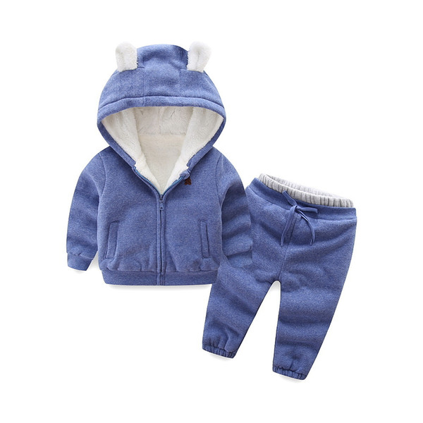 quality new autumn winter boys girls clothes sets children plus velvet suits casual warm thick outfits tracksuit clothing