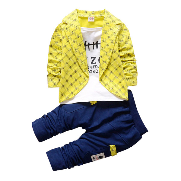 2019 Spring Summer Baby Boy Clothing Set False 2pcs Outfit + Pants Infant Boys Clothes Sets 0-2 Years Newborn Baby Suit