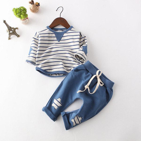 good quality baby boys spring autumn clothing set kids casual cotton 2pcs suit pullover striped sport set children tracksuit clothes