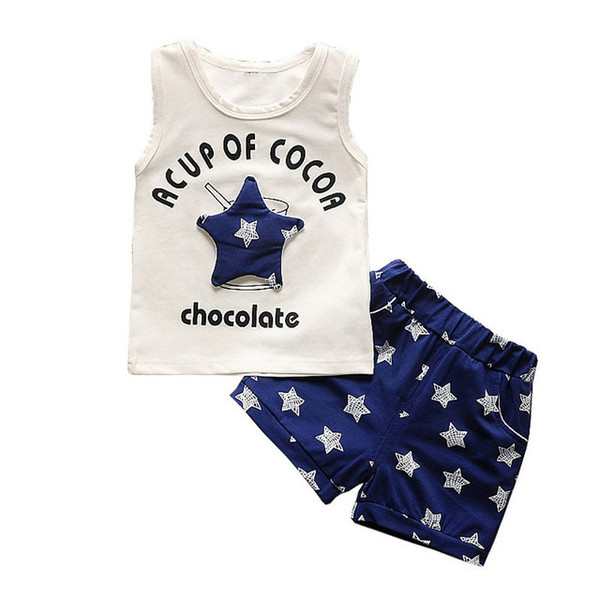 quality children boys clothing sets summer cartoon star suit set for baby boy stars vest+shorts 2pcs clothing toddler suits