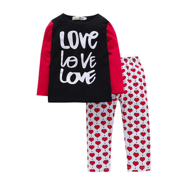 quality children girls spring autumn clothing sets cotton long sleeve tops+pants 2pcs clothes girls kids fashion clothes sets