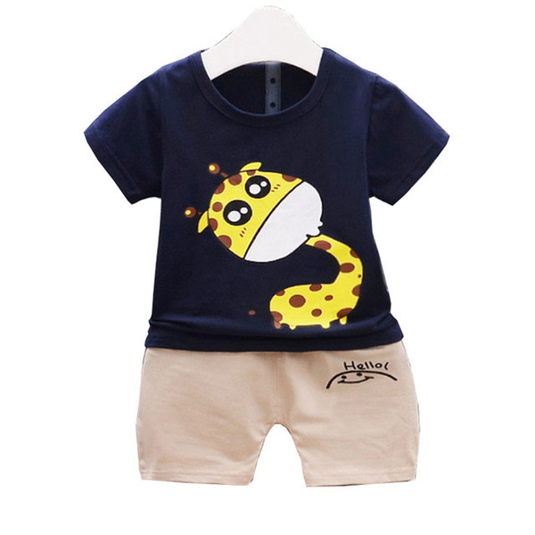 quality children boys clothing sets kids cartoon print tops t-shirt shorts set children boys cotton clothes sport suit outfits