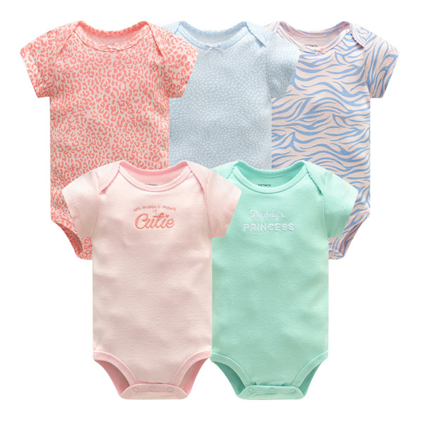 5 pcs/lot Newborn Clothes Baby Girl Clothing Set Short Sleeve Cotton Jumpsuit Toddler Boys Summer Romper Infant Outfits