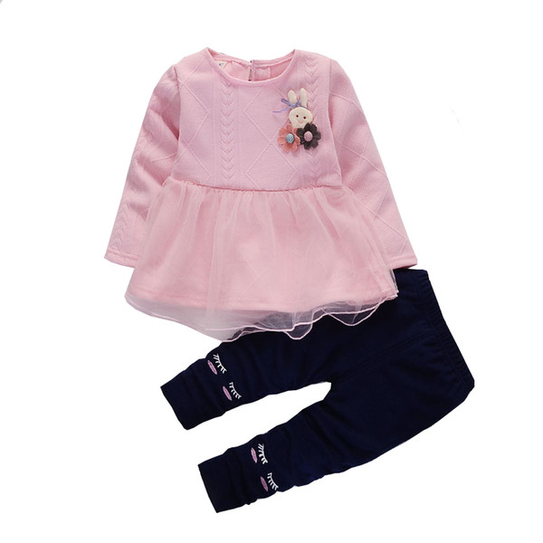 quality children girls clothing sets spring autumn kids cartoon tops blouse+pants clothes sets for little child girls tracksuit