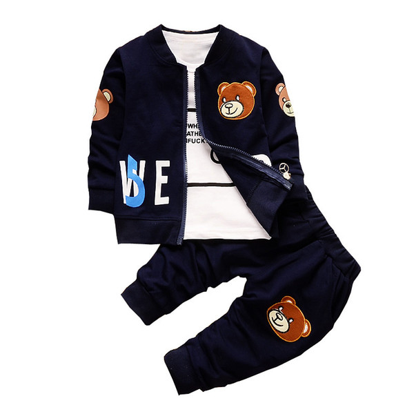 quality Spring Autumn Boys Clothing Set 3PCS Sport Suit Outerwear Clothes Newborn Fashion Clothes Suits Cartoon Clothes