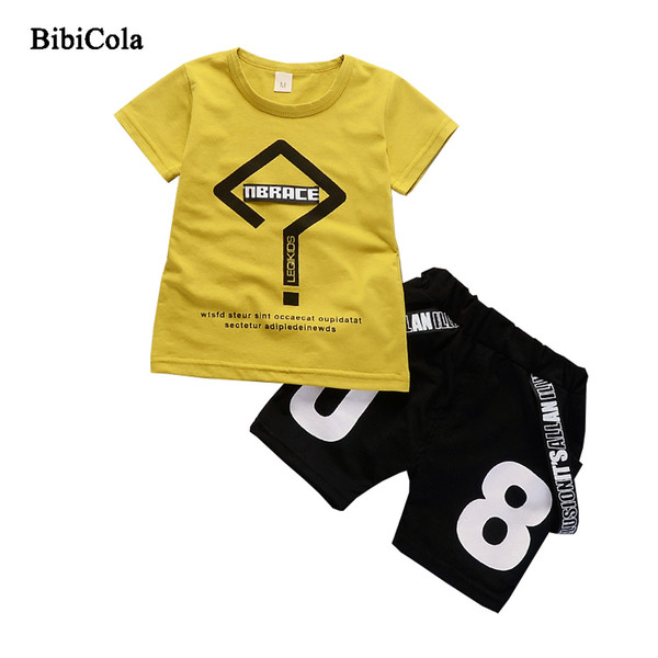 quality Children 2019 New Summer Boys Clothing Set 2Pcs T-Shirt + Shorts Cotton Material Fashion Design Kids Boys Clothes Set