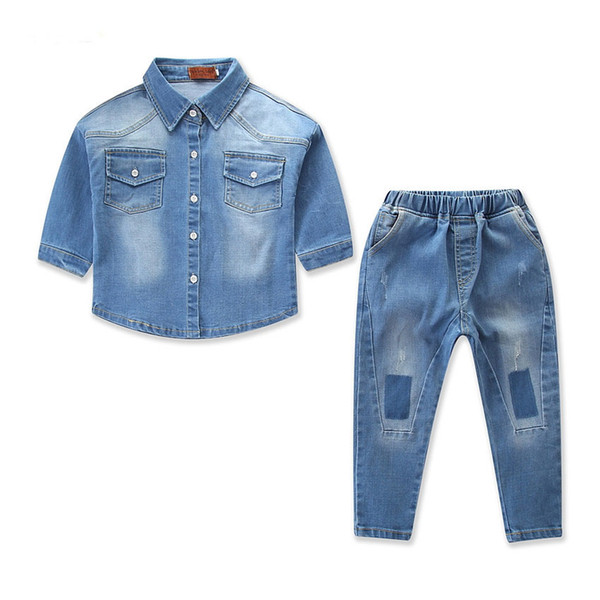 2019 new children's clothing spring and autumn Korean version of the explosion trend casual handsome boy denim suit