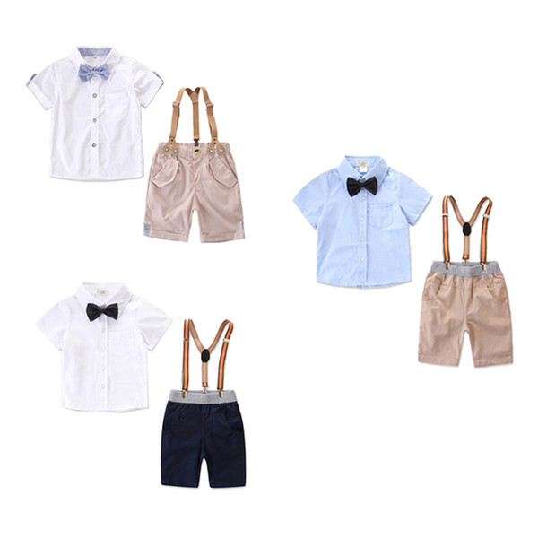 2019 new children's clothing infant boys clothes summer suit baby short-sleeved shirt bib gentleman dress