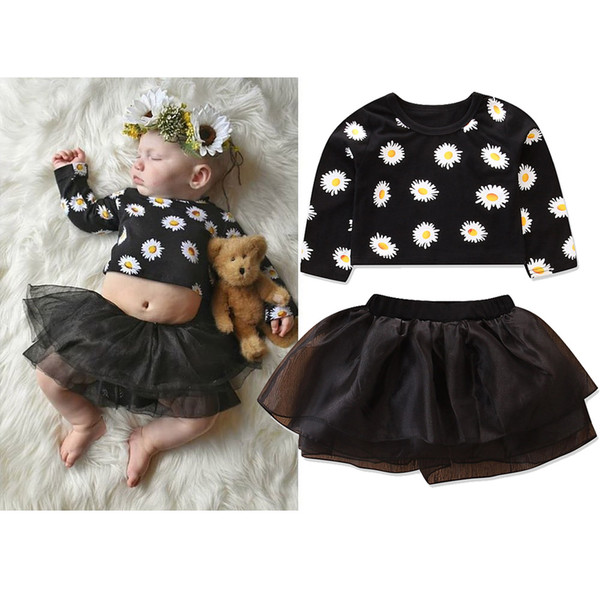 New children's clothing set hot fashion spring and autumn models Daisy long-sleeved shirt + yarn skirt two-piece suit