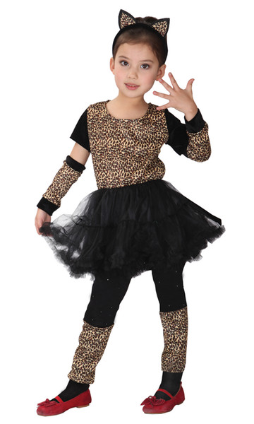 Shanghai Story Girls Wild Cat Costumes Wild Leopard Dress Costumes for Kids