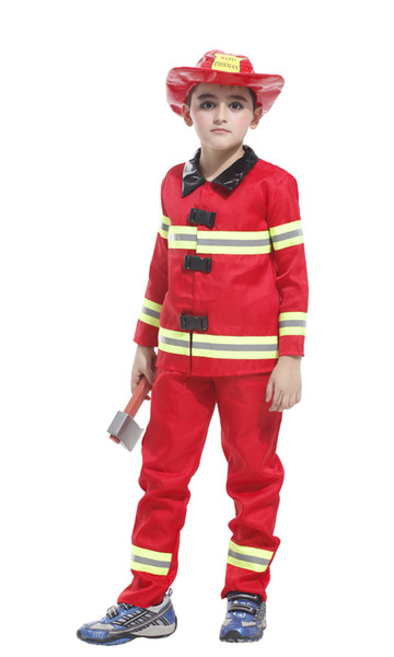 Shanghai Story Halloween Costumes for Kids Boys Firefighter Cosplay Fireman Policemen Uniform Children Costumes Party Fancy