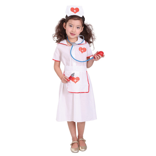 Shanghai Story Girls Doctor Role Play Costume Short Sleeves Kid Doctor Costume White Kid Doctor for Cosplay retend Play