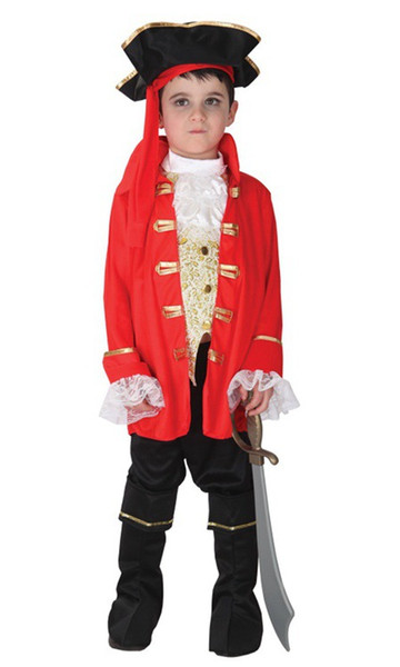 Shanghai Story Pirate Costumes Kids Boys Red Pirate Halloween Cosplay Role Play Outfits For Halloween Masquerade Party Performance