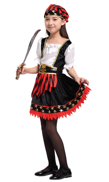 Shanghai Story Cosplay halloween pirate costumes girls shirt cute carnival children pirates caribbean costume kids child clothi