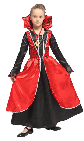 Shanghai Story 2022New Sale Halloween Vampire Queen Costume for Kids Girls Princess Cosplay For Children Red