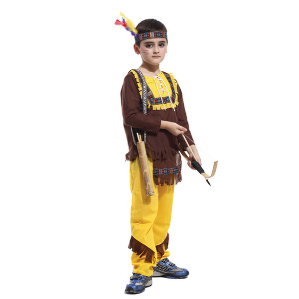 Shanghai Story Halloween Carnival Party Indian boy Prince Hunter Costumes For Kids Children Clothing Cosplay Size M-XL