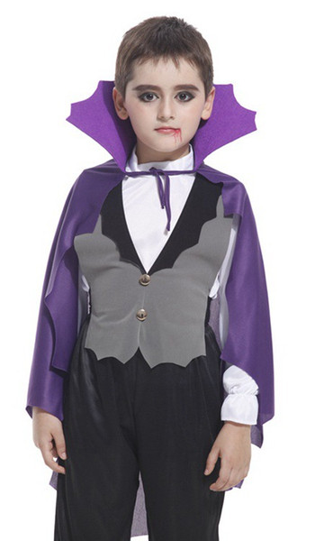 Shanghai Story Evil Vampire with purple cape Costume Kids Christmas Carnival Costume Halloween Cosplay For Boy