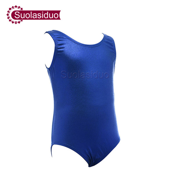 Kids Blue Leotard Lycra Spandex Sleeveless Girls Gymnastics Dancewear Toddler Baby Dance Leotards Costumes