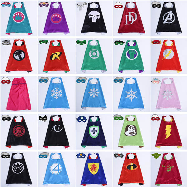 Newest 101 Designs Double Side Superhero Cape 70*70cm Cartoon Cape with Mask for Kids Christmas Halloween Cosplay Cape Stage Performance