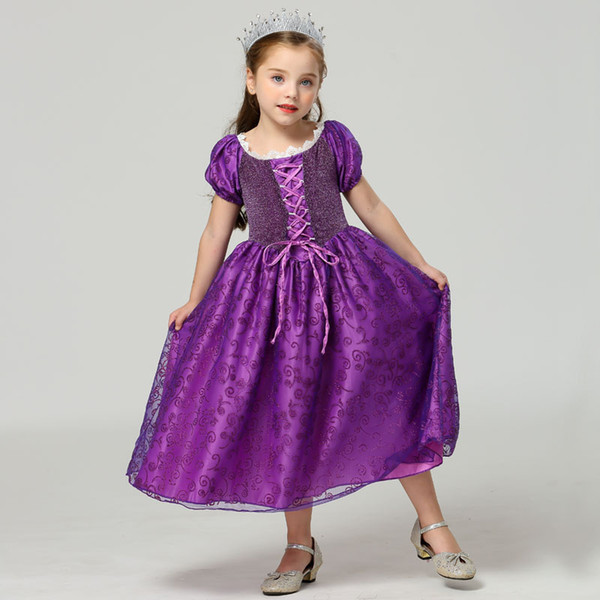 Girls Princess Dresses Printed Bow Stage Performance Costumes Kids Designer Clothes Christmas Party Show Dress 2-9T 07