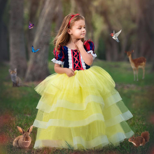 2019 Snow White Skirt Girl Children's Cake Net Dress Halloween Performance Dress Halloween Dress.