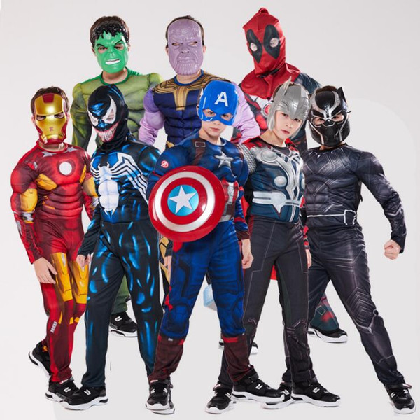 halloween costumes kids 20 styles Marvel avengers Superheroes spiderman black panther Iron Man costume Kids Halloween Clothes ZSS224