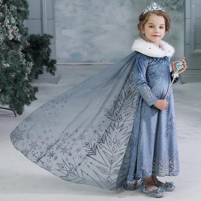Hot European And American Girls' Role-playing Dress Girl's Cosplay Princess Dress Long Sleeves Dress With Cape