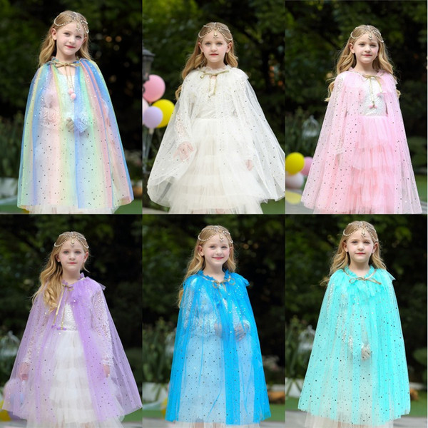 Kids Girls Princess Cloak Girls Cosplay Lace Cartoon Princess Shawl Halloween Christmas Party Cosplay Shawl 6 Styles