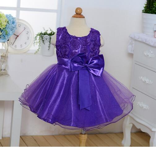 Wholesale Infant Baby Girl Princess Dress Vintage Baby Flower Dress Christmas Church Attached bow tie party sundress Wedding dress