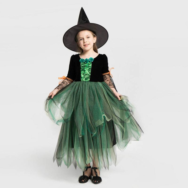 Ins 2019 new Halloween girls dresses cosplay witch Costume kids dresses kids designer clothes girls Tutu dress princess dresses retail