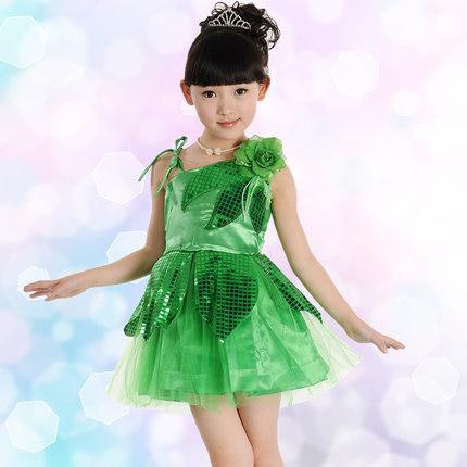 Free ship children girls sequined green/blue/yellow tutu latin dance flowers dress luxury dance fairy stage performance dress