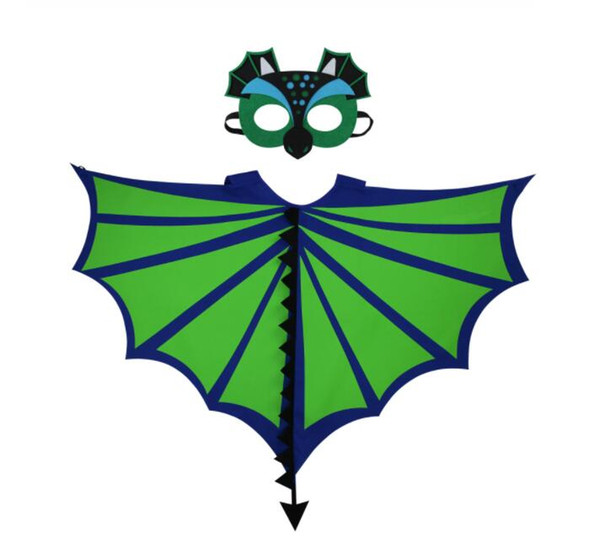 Kids Dinosaur Cape 2pc set 118*70m cloak+Cartoon eye mask Pterosaur wings cloak costume children cosplay performance Holloween party clothes