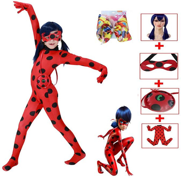 1SET/5PCS HOT SALE Children Suit Cosplay Costume Halloween Girls Jumpsuits With Wig Halloween for Kids