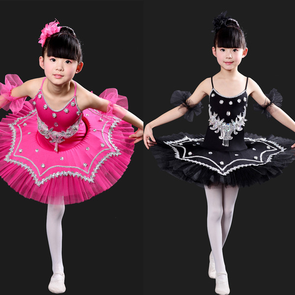 Girls Gymnastic Leotard Dancing White Swan Lake Costume Ballerina Kids Dress Children Ballet Tutu Suit Q190604