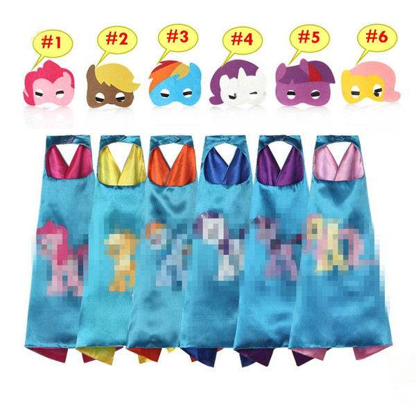 Double Side Designs 70*70cm Kids Horse Cape Cartoon Cute Capes and Masks Children Kids Capes Cosplay Party Costumes Halloween Gift