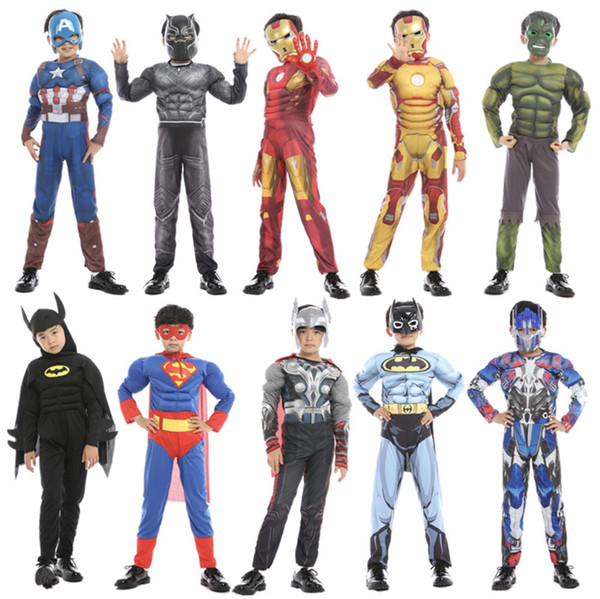 2019 Halloween Kids Cosplay Super Hero The Avengers Captain America Iron Man Thor Spider-man Superman Cosplay Suits Special Clothes