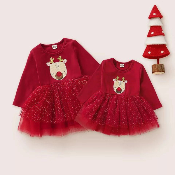 Newborn Baby Christmas dress Girls baby kids fashion long sleeve romper dresses Tutu Dress baby girl clothes