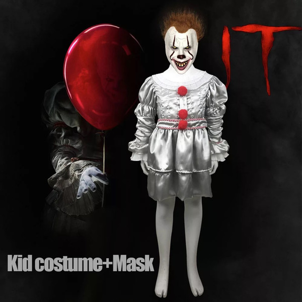 Kids Joker Pennywise Cosplay Costume Mask Stephen King It Chapter Two 2 Horror Clown Halloween Kid Party Costumes Props