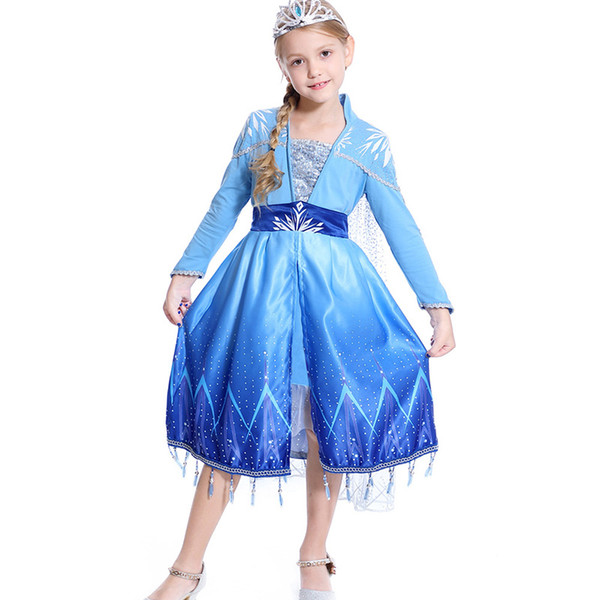 Frozen Dressing Cute Dress Princess Dress Ball Gown Best Gift for Girl Cloak Cartoon Cosplay Blue Dresses