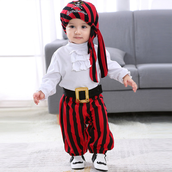 Cross-border for INS explosive children's clothes spring and autumn new Halloween pirate captain's one-piece Harvard suit 4 sets