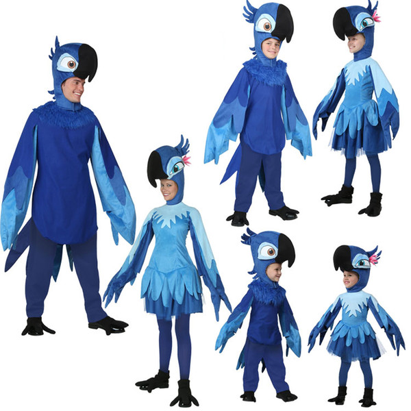 Cute Rio Blu and Jewel Stage Show Costume, Cartoon Movies Cosplay, Adult& Children Parrot Clothes for Kid Party Xmas, Hallowe Gifts, Collect